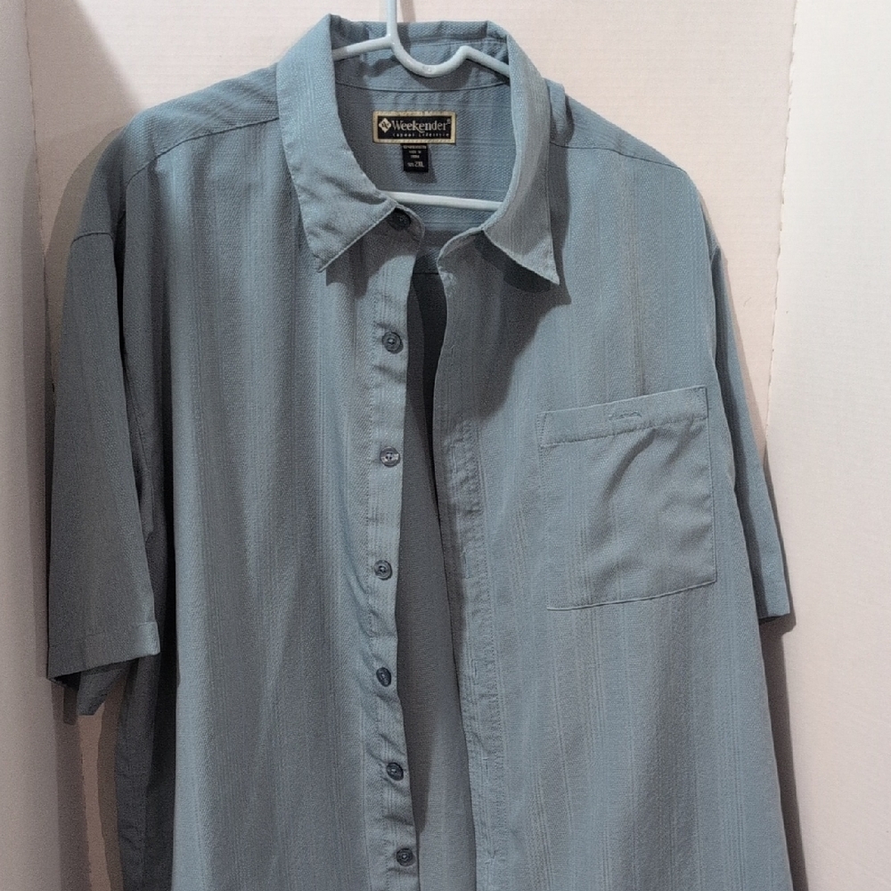 Weekender Men's Blue Short Sleeve Button Down Shirt Size 2XL Coastal Prep